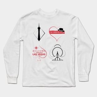 Las Vegas Landmarks Inside Poker Card Symbols Long Sleeve T-Shirt